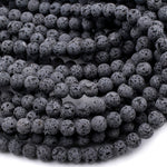 Unwaxed A Grade Natural Black Gray Lava Beads 4mm 6mm 8mm 10mm Volcanic Stone Mala Beads Godd for Essential Oil Treatment 15.5" Strand
