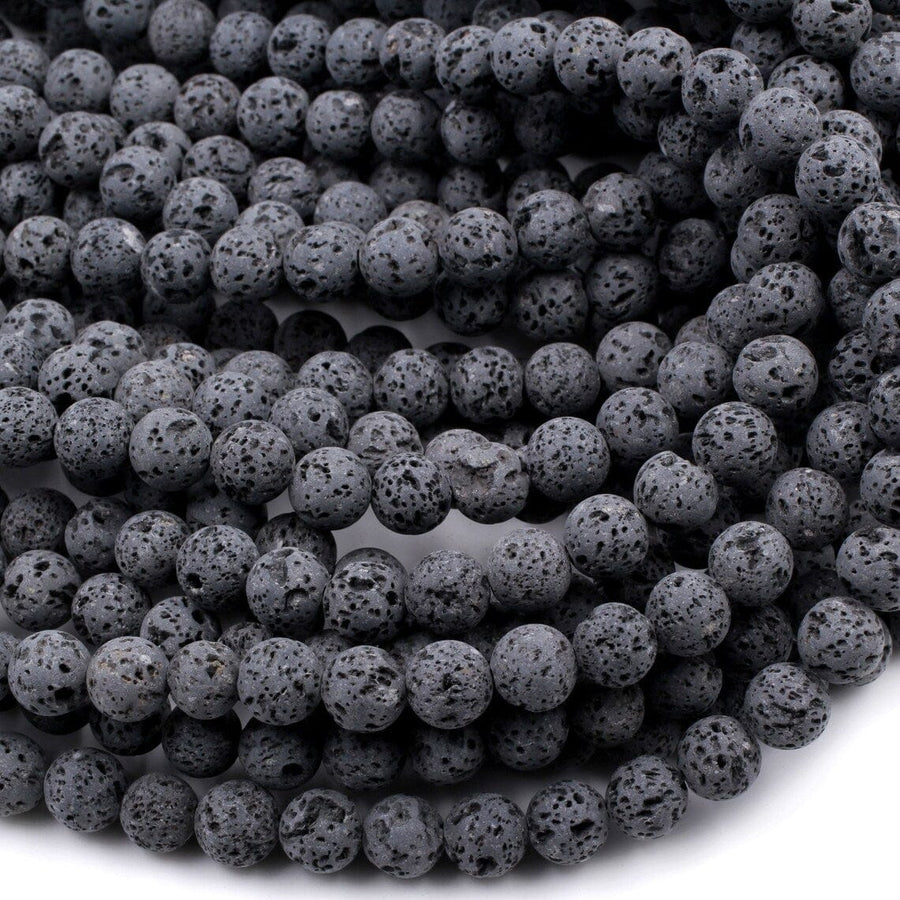 Unwaxed A Grade Natural Black Gray Lava Beads 4mm 6mm 8mm 10mm Volcanic Stone Mala Beads Godd for Essential Oil Treatment 15.5" Strand