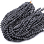Unwaxed A Grade Natural Black Gray Lava Beads 4mm 6mm 8mm 10mm Volcanic Stone Mala Beads Godd for Essential Oil Treatment 15.5" Strand