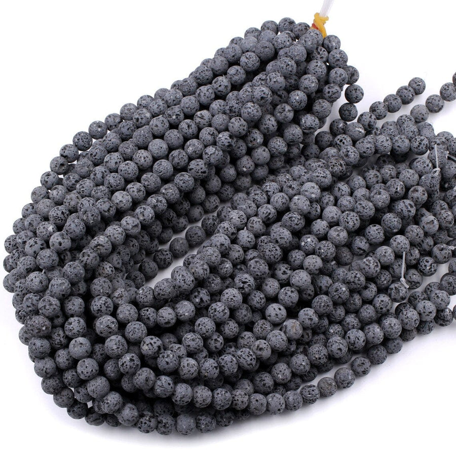 Unwaxed A Grade Natural Black Gray Lava Beads 4mm 6mm 8mm 10mm Volcanic Stone Mala Beads Godd for Essential Oil Treatment 15.5" Strand
