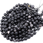Matte Natural Black Druzy Agate 12mm 14mm 16mm 18mm Round Beads With White Quartz Druzy Crystal Cave 15.5" Strand