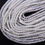 Natural Rainbow Moonstone Faceted Rondelle Beads 3mm 4mm 5mm 6mm 8mm High Quality Flashy Blue Moonstone Gemstone 15.5" Strand