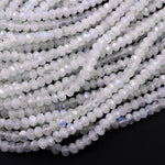 Natural Rainbow Moonstone Faceted Rondelle Beads 3mm 4mm 5mm 6mm 8mm High Quality Flashy Blue Moonstone Gemstone 15.5" Strand