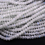 Natural Rainbow Moonstone Faceted Rondelle Beads 3mm 4mm 5mm 6mm 8mm High Quality Flashy Blue Moonstone Gemstone 15.5" Strand