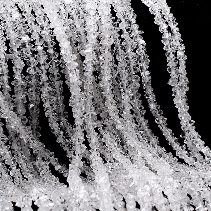 AAA Grade Super Clear Natural Herkimer Diamond Quartz Beads 4mm 6mm 8mm 10mm 12mm Double Pointed Quartz 16" Strand