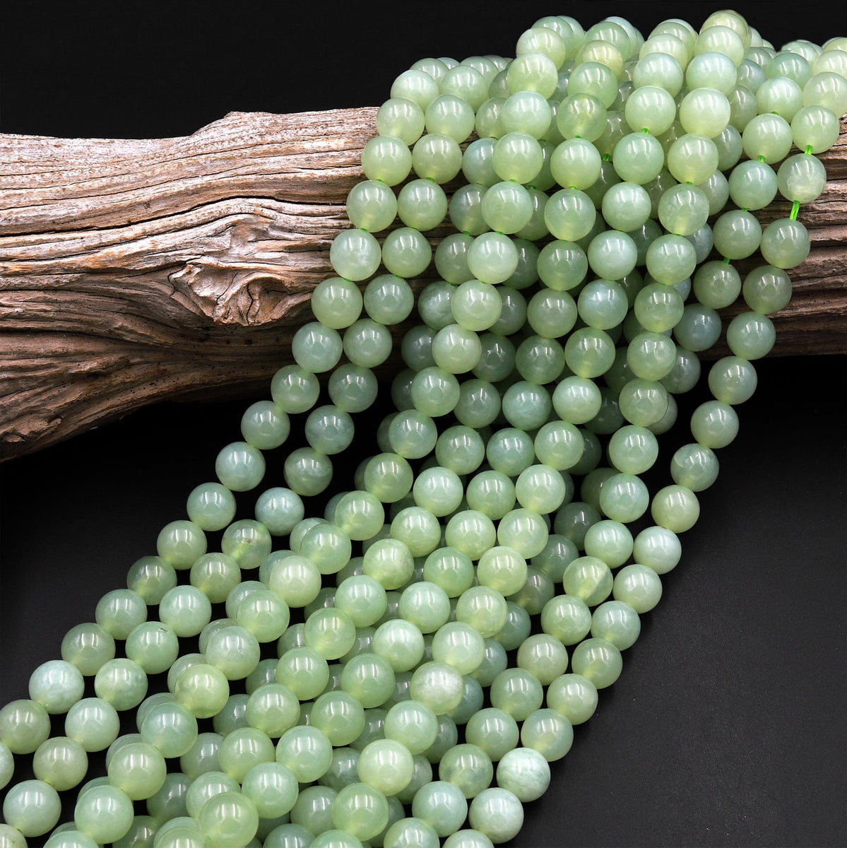 Natural Green Serpentine Jade Round Beads 4mm 6mm 8mm Gemmy Natural Ja –  Intrinsic Trading