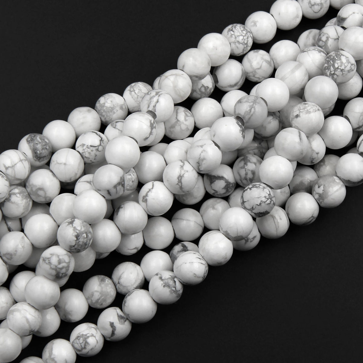 Howlite Natural 6 mm Gemstone Beads - AmberGemstones