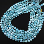 Natural Larimar Coin 10mm Beads Real Genuine Blue Larimar From Dominican Republic 15.5" Strand