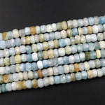 Large Natural Multicolor Aquamarine Faceted Rondelle Beads 9mm x 6mm Rondelle A Grade Blue Green Yellow Real Aquamarine Gemstone 16" Strand