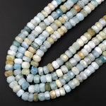 Large Natural Multicolor Aquamarine Faceted Rondelle Beads 9mm x 6mm Rondelle A Grade Blue Green Yellow Real Aquamarine Gemstone 16" Strand
