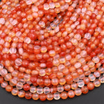 Natural Carnelian Faceted 6mm Coin Beads Fiery Orange Red Gemstone 15.5" Strand