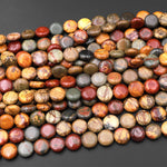 Natural Red Creek Jasper Beads 8mm 10mm 12mm Coin 15.5" Strand