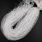 Natural Rock Quartz 6mm Faceted Coin Beads 15.5" Strand