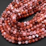 Faceted Natural Red Hematoid Lepidocrocite Quartz 6mm 8mm 10mm Round Beads New Double Hearted Star Cut 15.5" Strand