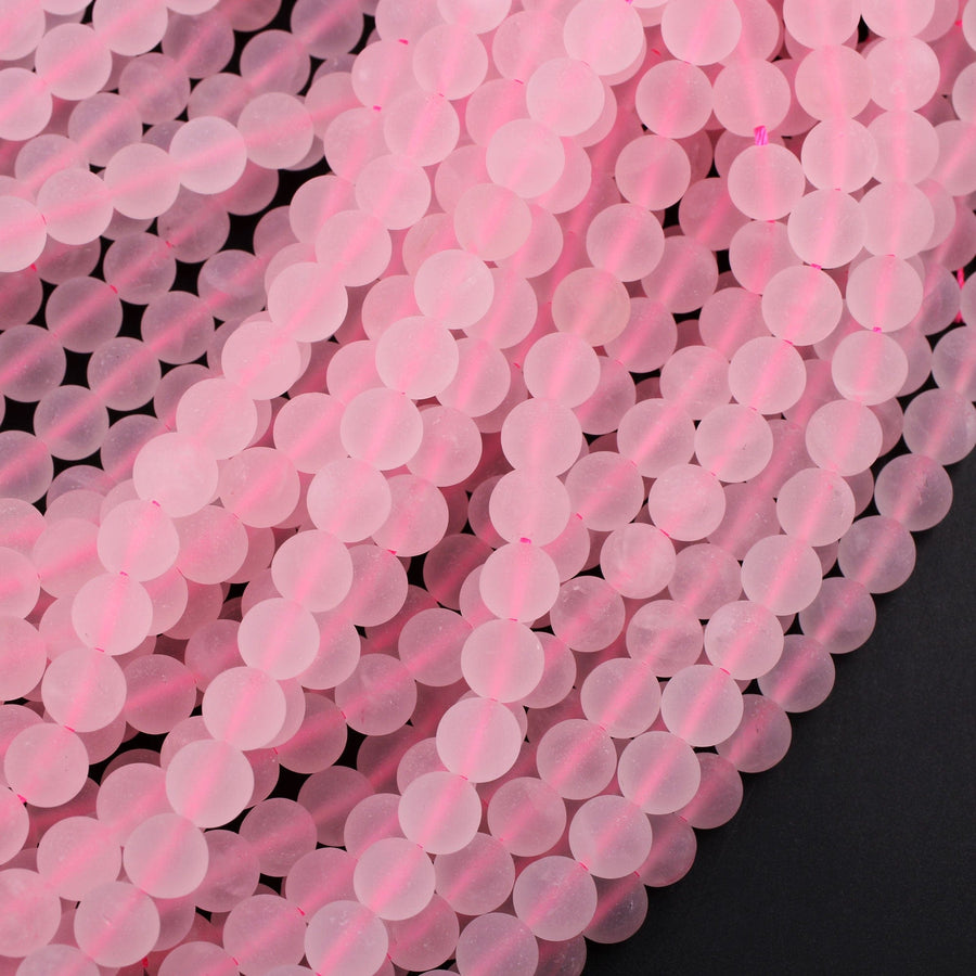 Matte Natural Pink Rose Quartz 4mm 6mm 8mm 10mm Round Beads Pastel Soft Baby Pink Gemstone 16" Strand