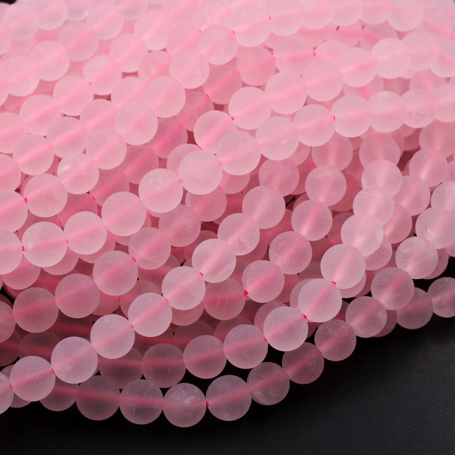 Matte Natural Pink Rose Quartz 4mm 6mm 8mm 10mm Round Beads Pastel Soft Baby Pink Gemstone 16" Strand