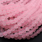 Matte Natural Pink Rose Quartz 4mm 6mm 8mm 10mm Round Beads Pastel Soft Baby Pink Gemstone 16" Strand