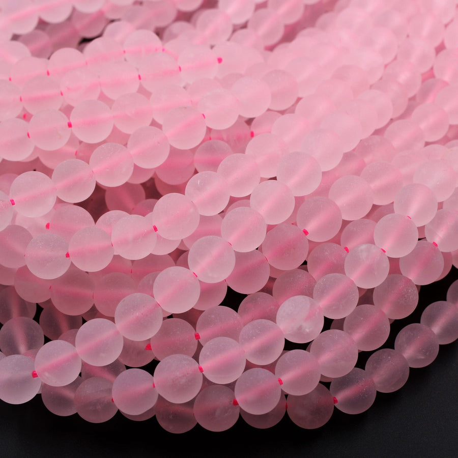 Matte Natural Pink Rose Quartz 4mm 6mm 8mm 10mm Round Beads Pastel Soft Baby Pink Gemstone 16" Strand