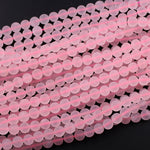 Matte Natural Pink Rose Quartz 4mm 6mm 8mm 10mm Round Beads Pastel Soft Baby Pink Gemstone 16" Strand