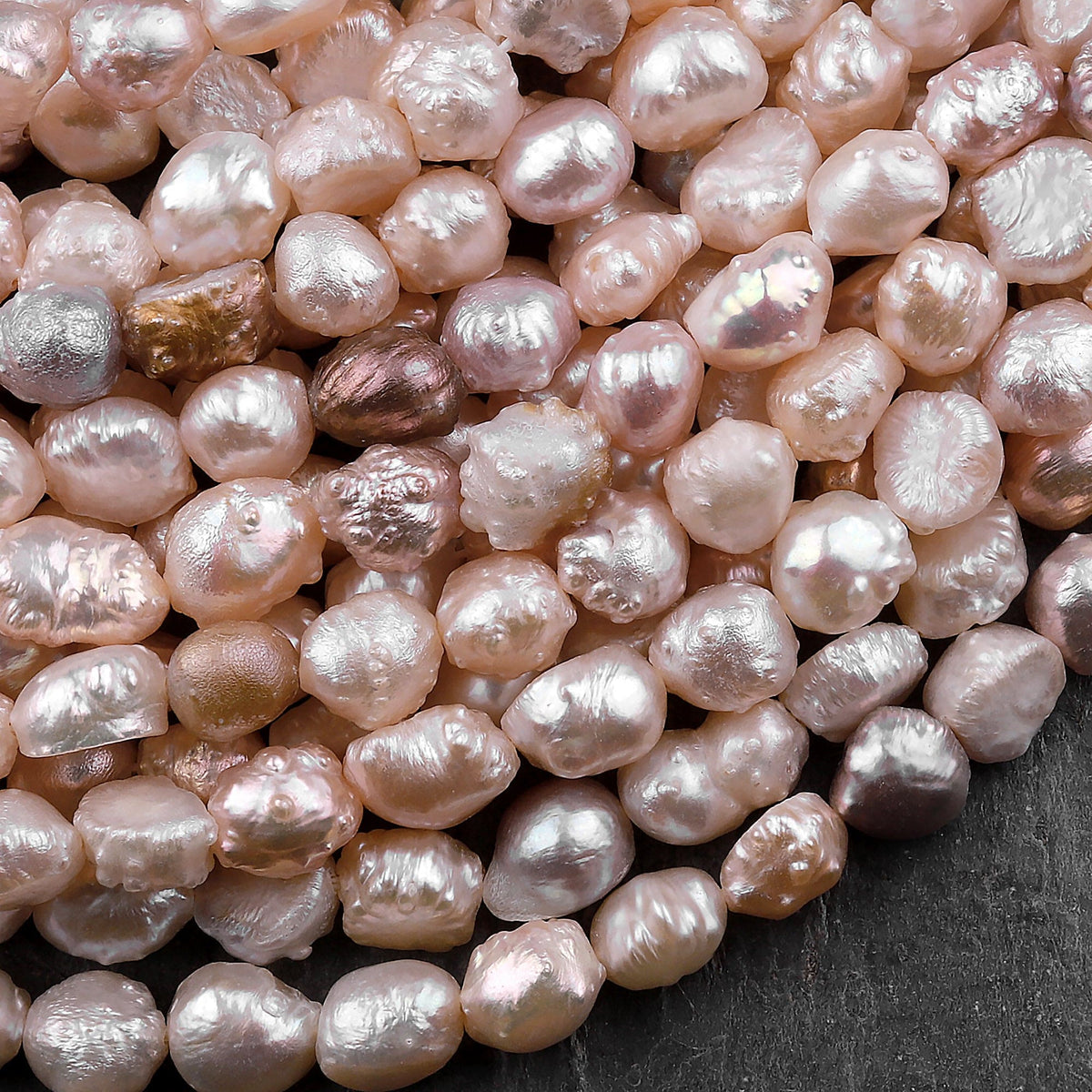 52 6-8mm Peach Pink Freshwater Pearl Necklace Strands Jewelry