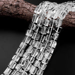 Natural Rock Quartz Beads Cylinder Tube Nugget Hand Cut Clear Raw Crystals 15.5" Strand