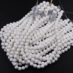 Natural White Tridacna Shell Beads Carved Lotus Flower Bloom Round Beads Pristine White 6mm 8mm 10mm 12mm 14mm Decorative Flower Bead 16" Strand