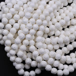 Natural White Tridacna Shell Beads Carved Lotus Flower Bloom Round Beads Pristine White 6mm 8mm 10mm 12mm 14mm Decorative Flower Bead 16" Strand