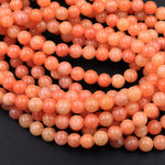 Genuine Natural Peach Orange Calcite Beads 6mm 8mm 10mm 12mm Round Smooth Plain Gemstone 15.5" Strand
