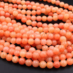 Genuine Natural Peach Orange Calcite Beads 6mm 8mm 10mm 12mm Round Smooth Plain Gemstone 15.5" Strand