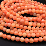 Genuine Natural Peach Orange Calcite Beads 6mm 8mm 10mm 12mm Round Smooth Plain Gemstone 15.5" Strand