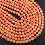Genuine Natural Peach Orange Calcite Beads 6mm 8mm 10mm 12mm Round Smooth Plain Gemstone 15.5" Strand