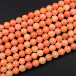 Genuine Natural Peach Orange Calcite Beads 6mm 8mm 10mm 12mm Round Smooth Plain Gemstone 15.5" Strand