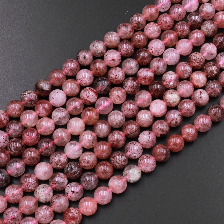 Natural Strawberry Quartz 4mm 6mm 8mm 10mm 12mm Round Beads 15.5" Strand