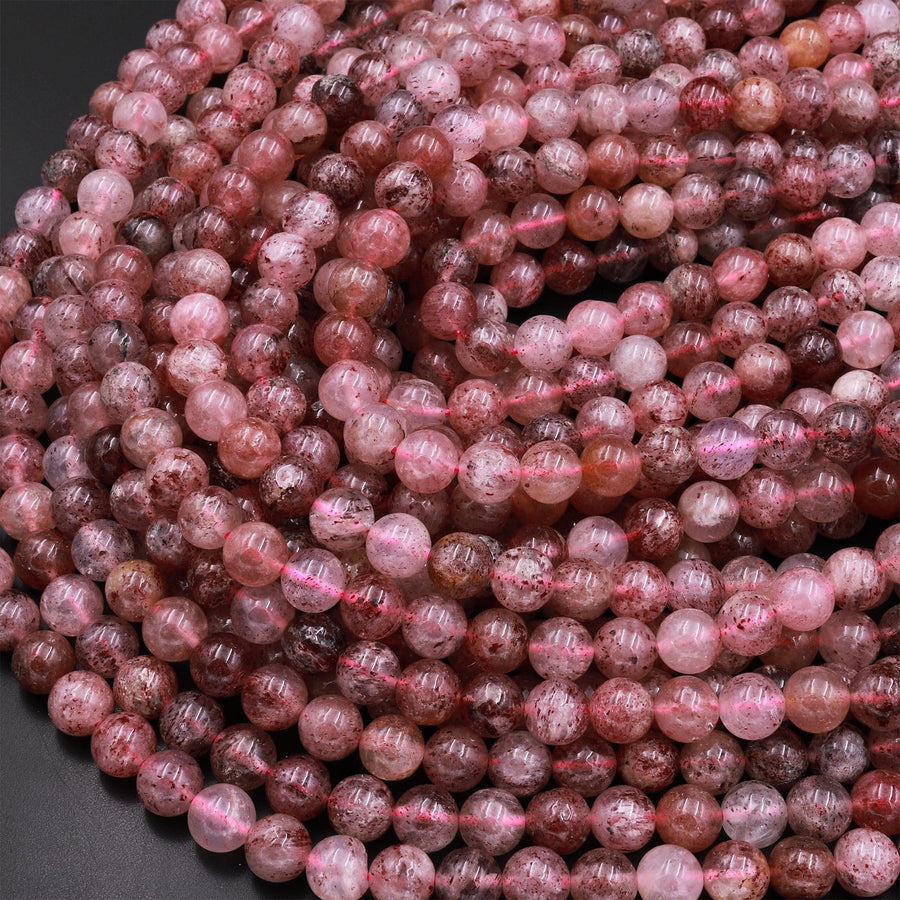 Natural Strawberry Quartz 4mm 6mm 8mm 10mm 12mm Round Beads 15.5" Strand