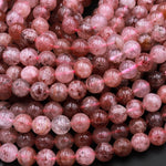 Natural Strawberry Quartz 4mm 6mm 8mm 10mm 12mm Round Beads 15.5" Strand