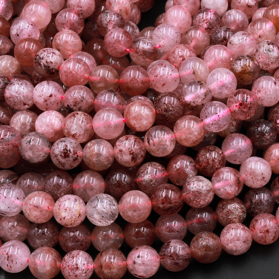 Natural Strawberry Quartz 4mm 6mm 8mm 10mm 12mm Round Beads 15.5" Strand