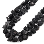 Rough Raw Natural Black Tourmaline Beads Nugget Short Chunky Real Genuine Black Tourmaline Crystal Gemstones Tube 15.5" Strand