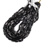Drilled Raw Rough Natural Black Tourmaline Beads Nugget Gemstones Tube 15.5" Strand
