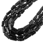 Drilled Raw Rough Natural Black Tourmaline Beads Nugget Gemstones Tube 15.5" Strand