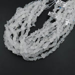 Natural Rock Crystal Quartz Freeform Nugget Beads Hand Hammered Raw Organic Gemstone 15.5" Strand
