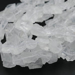 Natural Rock Crystal Quartz Freeform Nugget Beads Hand Hammered Raw Organic Gemstone 15.5" Strand