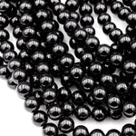Genuine Natural Black Tourmaline Beads 4mm 6mm 8mm 10mm 12mm Round Beads A+ High Quality Black Gemstone Full 16" Strand
