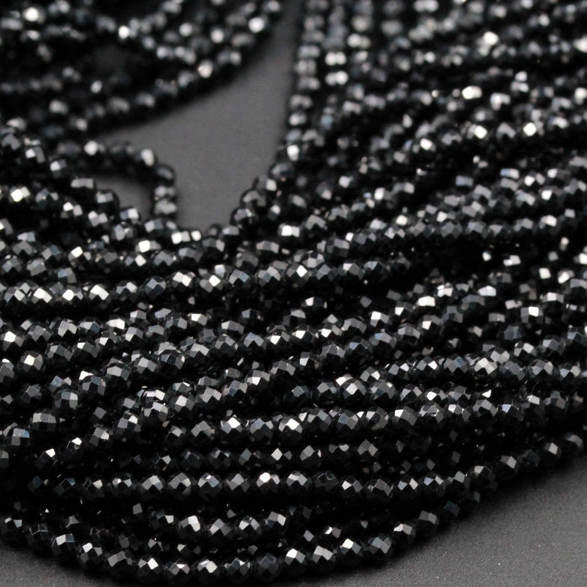  3.5-4mm Faceted Genuine Black Spinel Rondelle Beads Necklace,21  Inches Necklace, Healing Beads Necklace : Arts, Crafts & Sewing