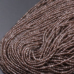 Gorgeous Faceted Natural Smoky Quartz  3mm Faceted Round Beads Micro Faceted Laser Diamond Cut Real Genuine Natural Gemstone 16" Strand