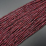 Micro Faceted Tiny Natural Red Garnet Round Beads 2mm 3mm Faceted Round Beads Diamond Cut Gemstone 16" Strand
