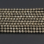 Large Hole Pyrite Beads Titanium Pyrite Faceted 6mm 8mm Round Beads 2mm Large Drilled Hole 16" Strand