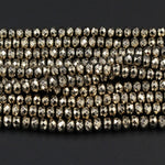 Titanium Pyrite Faceted 6mm x 4mm and 8mm x 5mm Rondelle beads Thick Faceted Diamond Micro Cut Sparkling Natural Gemstone 16" Strand