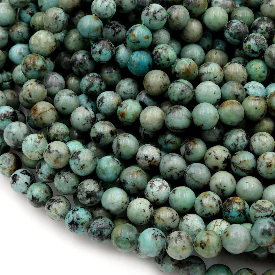 African Turquoise 6mm 8mm Round Beads High Quality AA Grade Natural Turquoise Gemstone Lots of Blues Greens 16" Strand