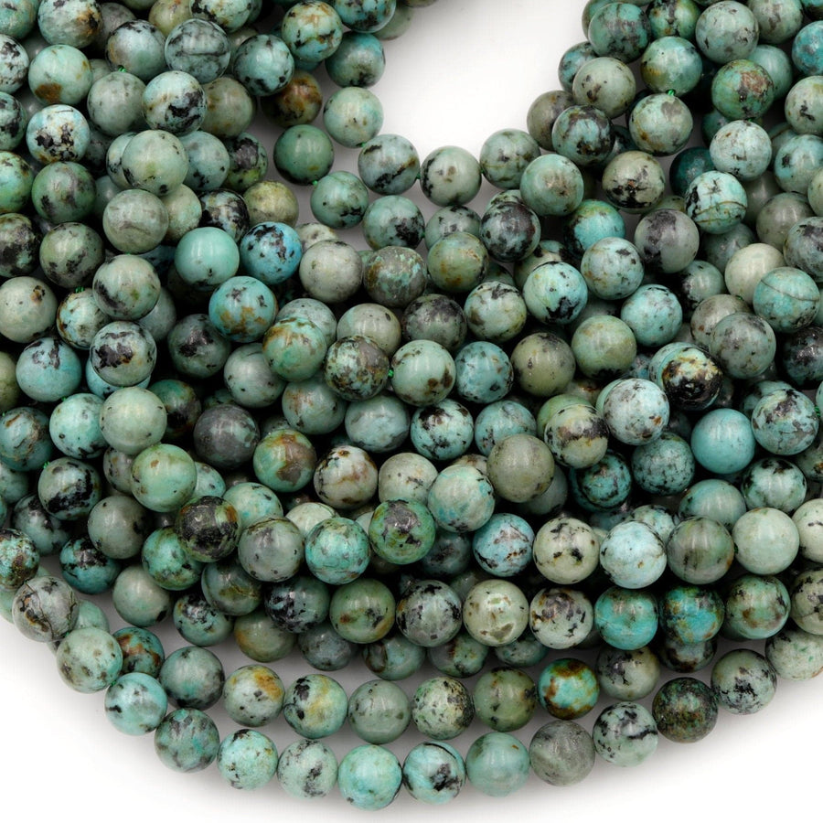 African Turquoise 6mm 8mm Round Beads High Quality AA Grade Natural Turquoise Gemstone Lots of Blues Greens 16" Strand