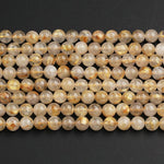Natural Golden Rutile Quartz 4mm 6mm 8mm 12mm Round Beads Gold Yellow Rutilated Quartz Round Beads Tons of Sharp Rutile Hair Needle Strand